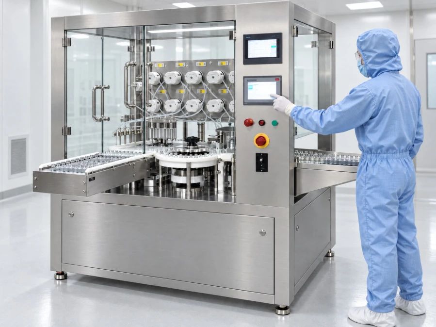 Automatic filling & stoppering machine pictured in the PMG Sciences services deck